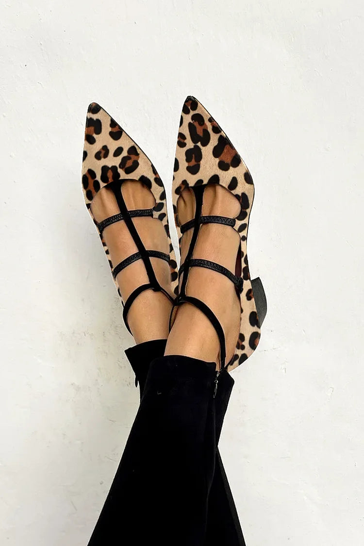Bridget | Leopard Strap Ballet Heels