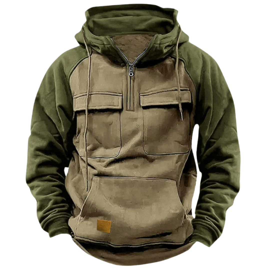 Timbercrest™ – Utility Fleece Hoodie (Olive + Field Tan)