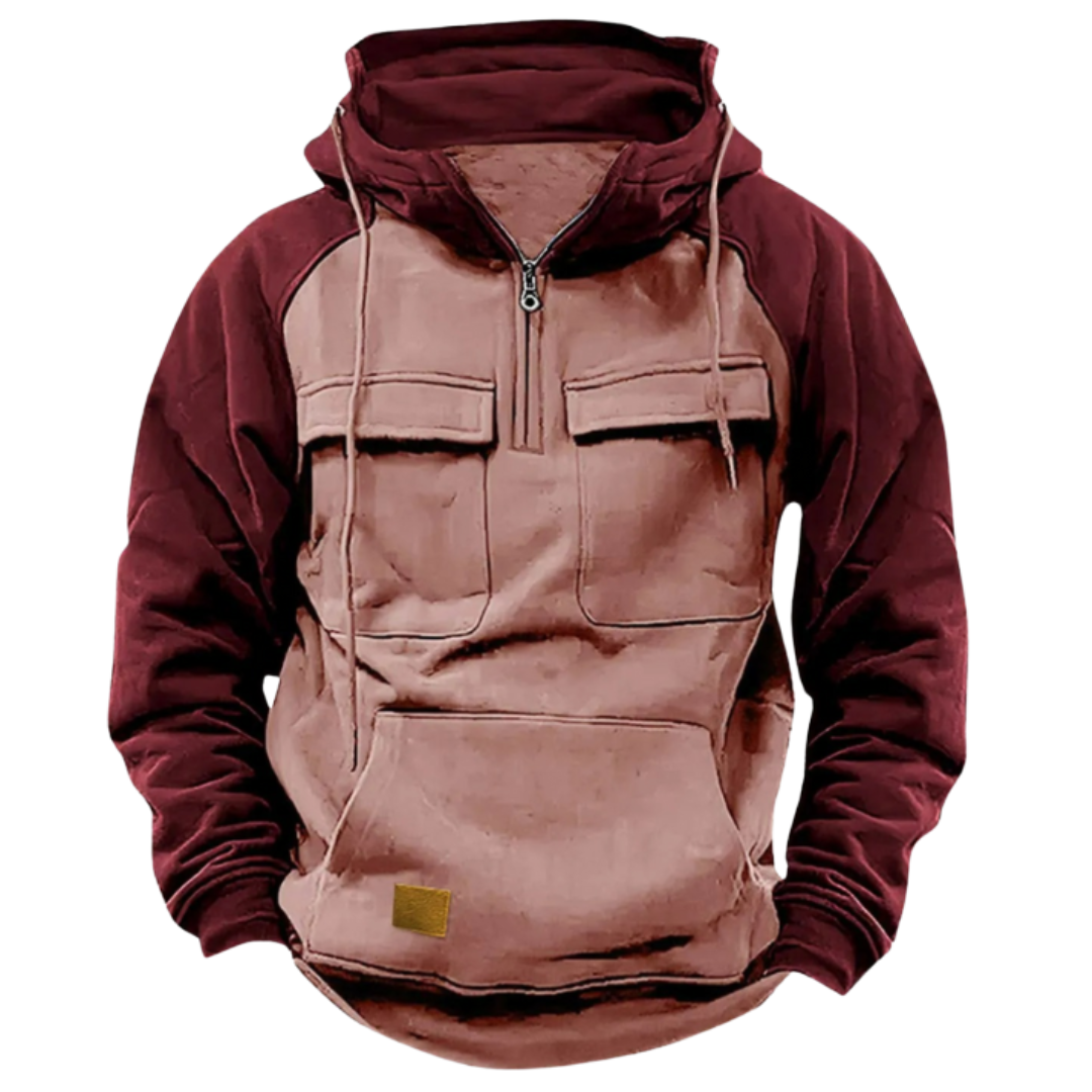 Redwood Field™ – Utility Fleece Hoodie (Burgundy + Sandstone)