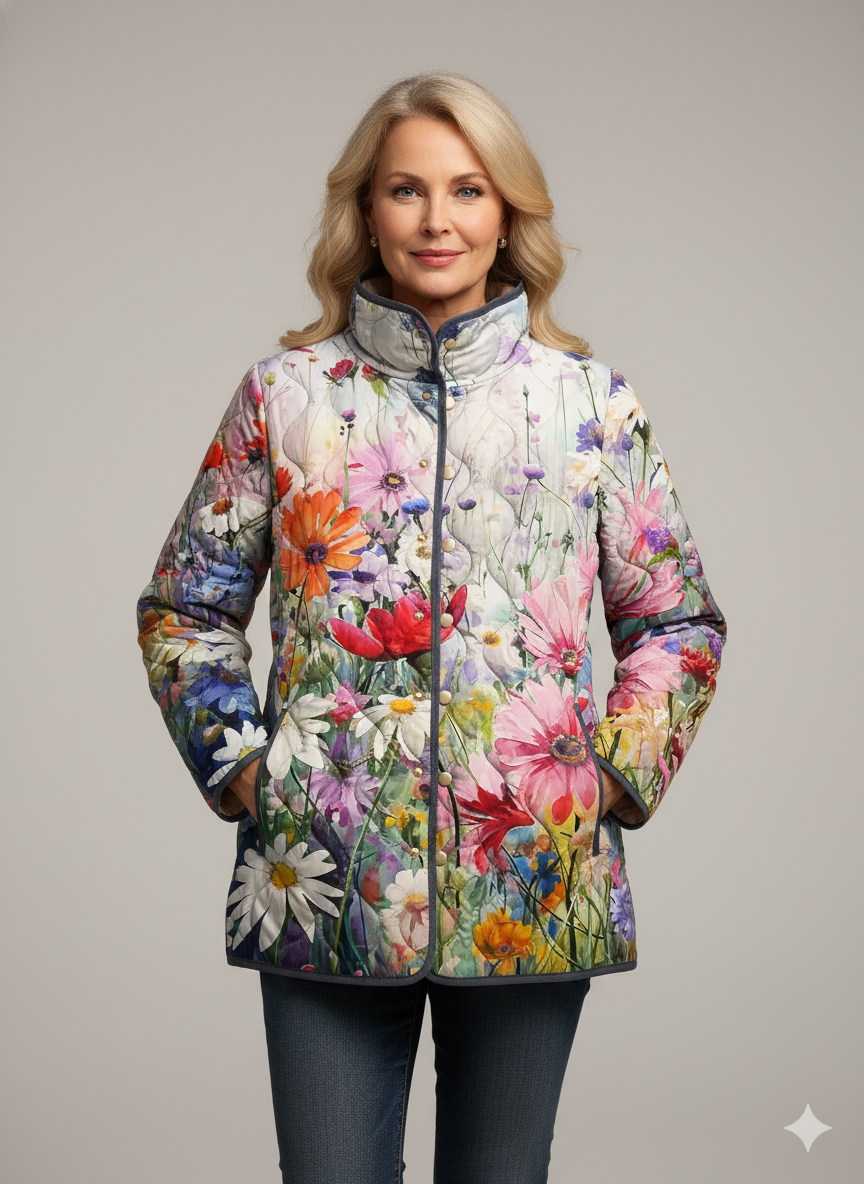 Alexa | Charming Floral Print Quilted Jacket for Women - Vintage Casual Style