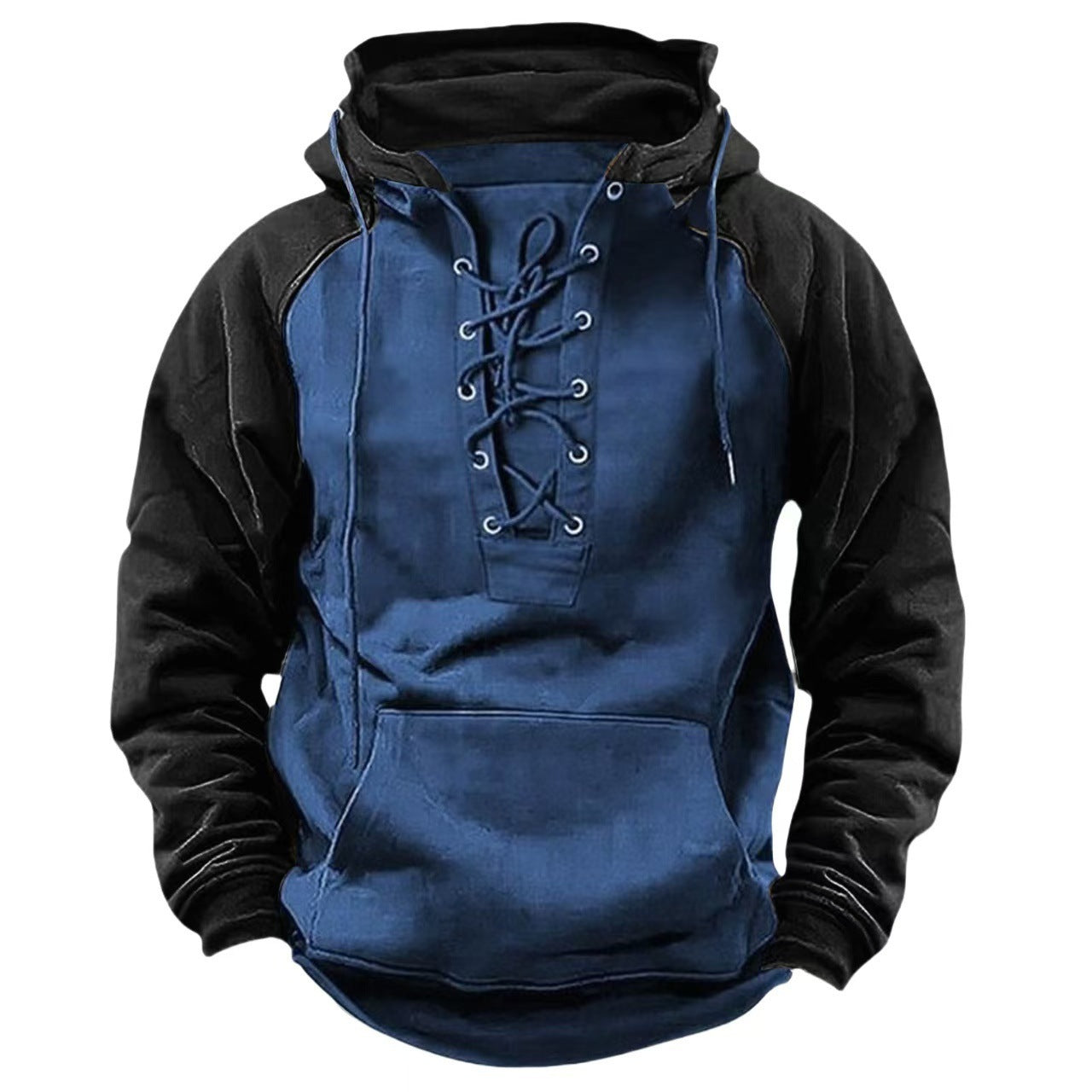Blue Summit™ – Dual-Tone Lace-Up Hoodie (Blue + Black)