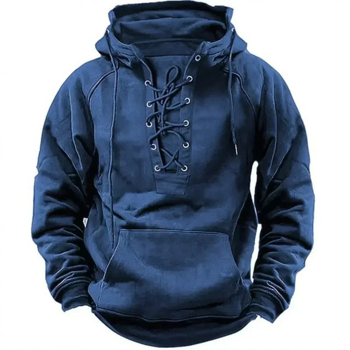 Blue Summit™ – Lace-Up Fleece Hoodie (Navy Blue)