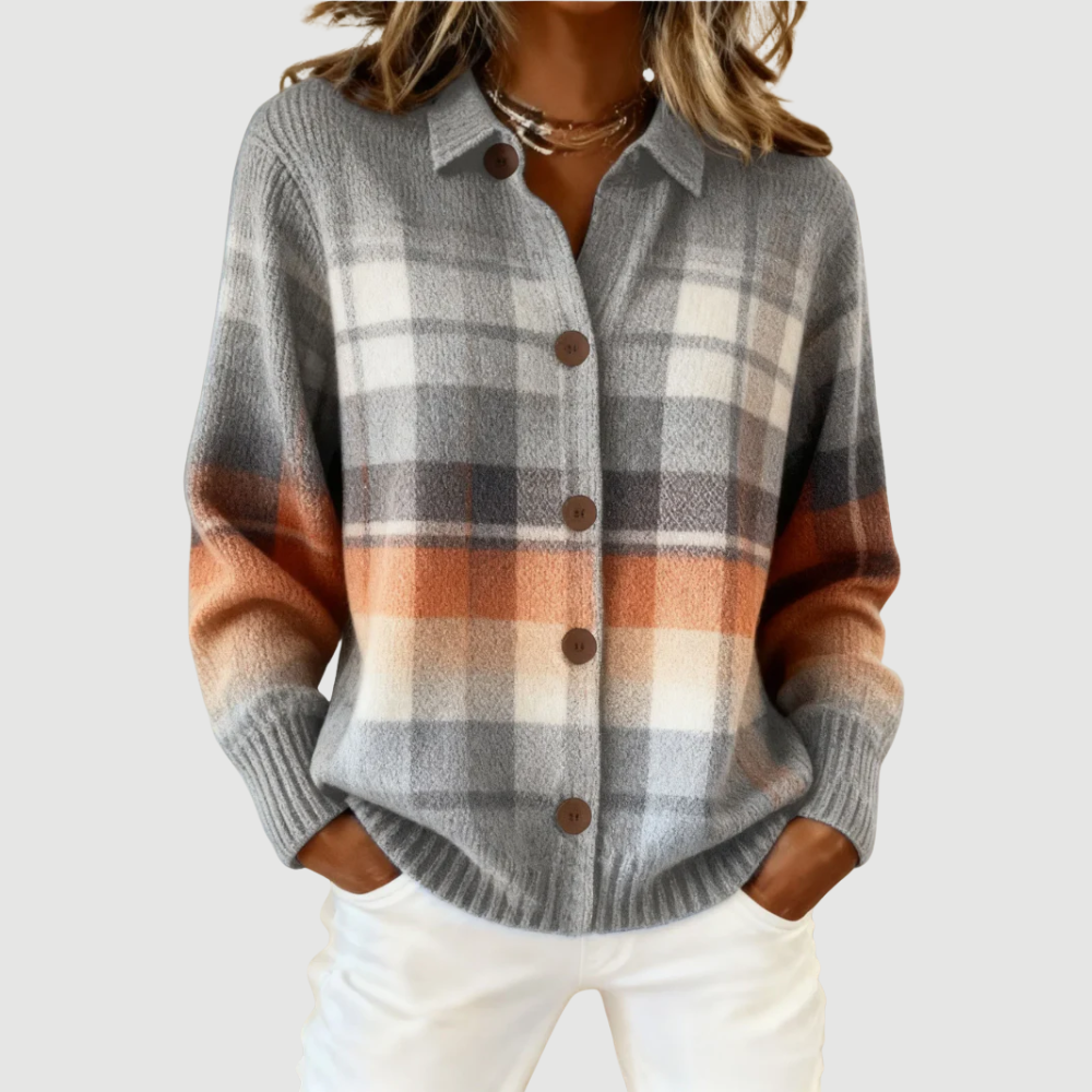 ELENA | CHECKED KNIT BLOUSE