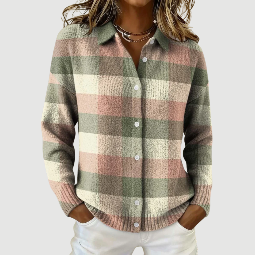 NORA | PASTEL CHECKED KNIT BLOUSE