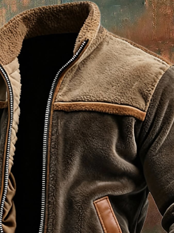 Natan | Warm Velvet and Leather Jacket with Fleece Lining