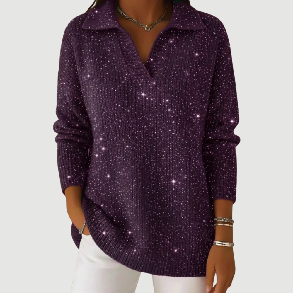 LIVIA | SPARKLING V-NECK SWEATER