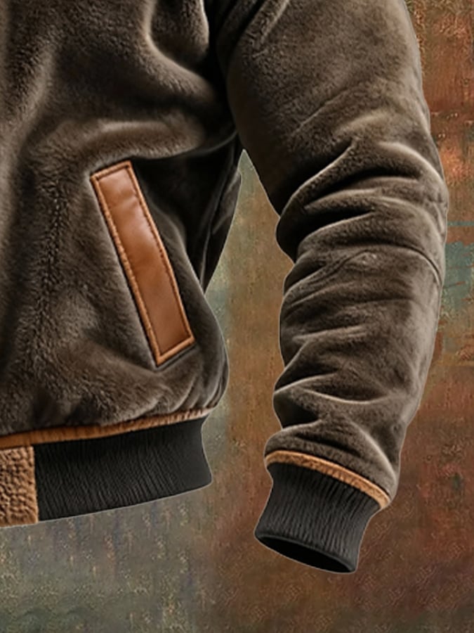 Natan | Warm Velvet and Leather Jacket with Fleece Lining