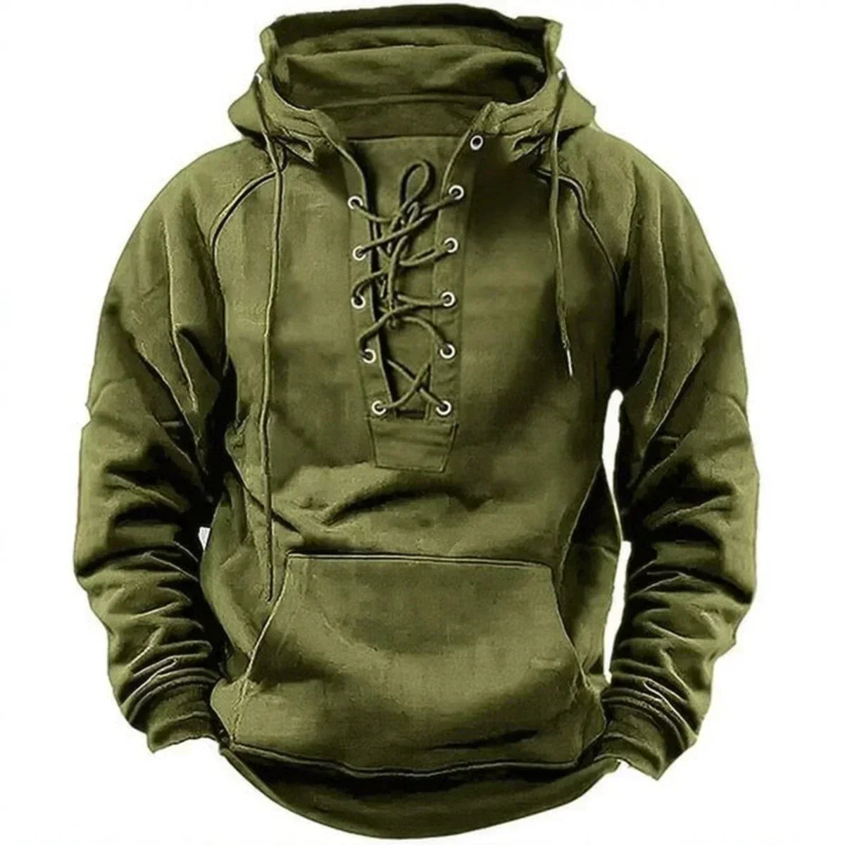 Green Ridge™ – Lace-Up Outdoor Hoodie (Olive Green)